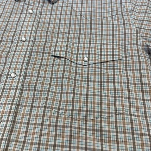 VTG 90s Wrangler Brushpopper Check Pearl Snap Western Shirt - Picture 6 of 9